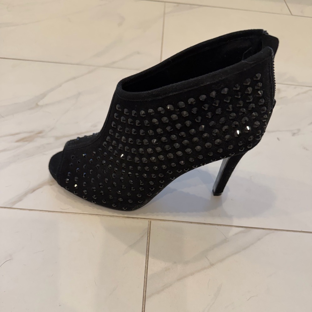 Michael Kors Black Studded Peep-Toe Stiletto Bootie